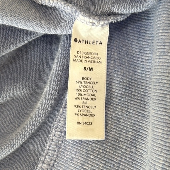 Athleta Lotus Wrap Textured Cardigan Heather Blue Open Front Sweater Size S/M - Picture 9 of 9